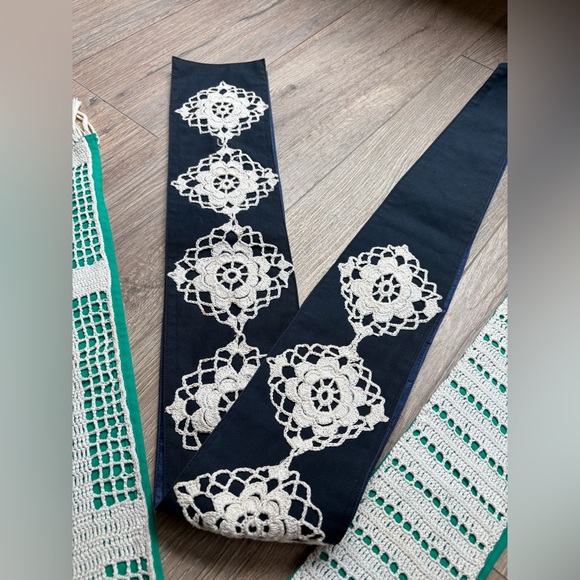 Set of Vintage Clergy Priest Stoles with Vintage Crochet Green Navy Minister - Picture 3 of 12